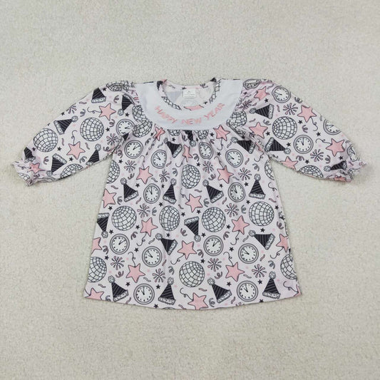 Happy New years embroidery heart Girls dress GLD1231