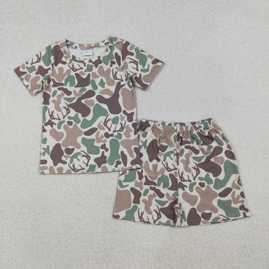 Camo Deer Print Short sleeve Boy Set GSSO2708