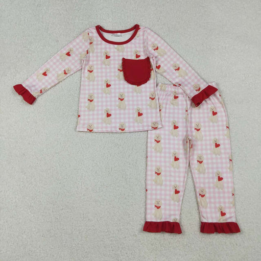 Valentine Heart Dog long sleeve kids pajamas GLP2880