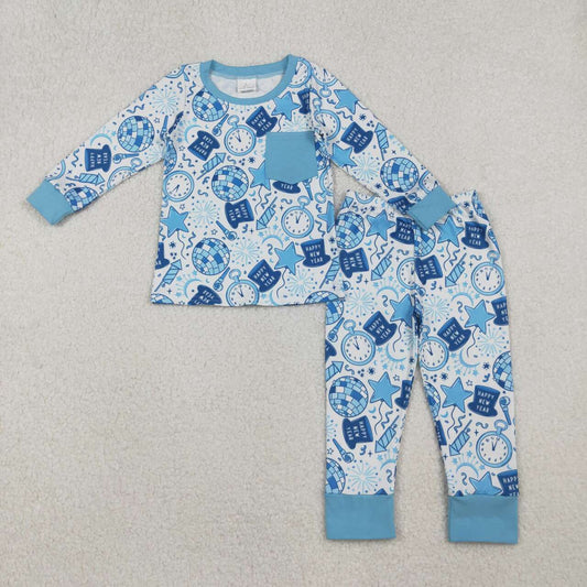 Happy New years long sleeve kids pajamas BLP1259