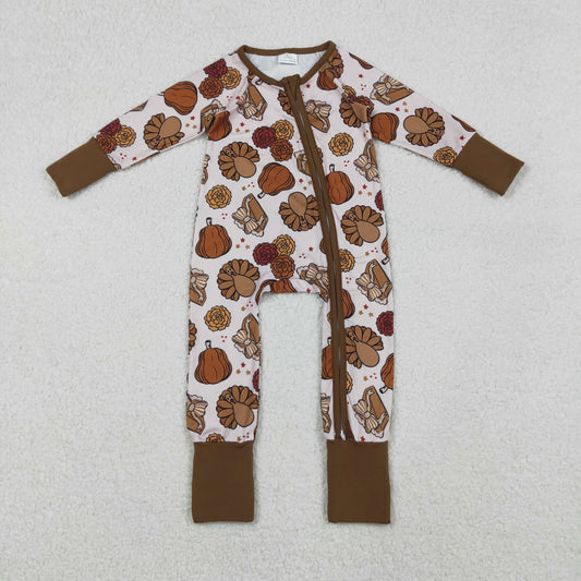 Thanksgiving turkey long sleeve Baby Romper LR2690