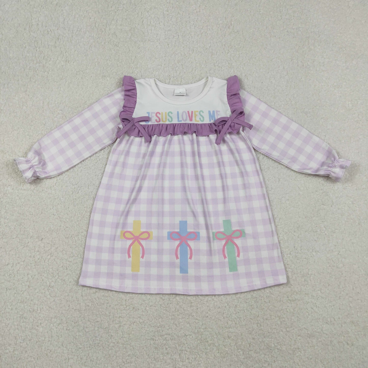 Purple plaid cross Girls Dress GLD1356