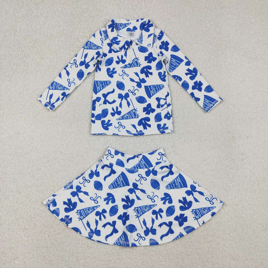 athletic Football Go Team Blue girls skort set
