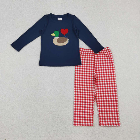 Valentine's Day navy embroidered Duck heart Boy Set BLP1304