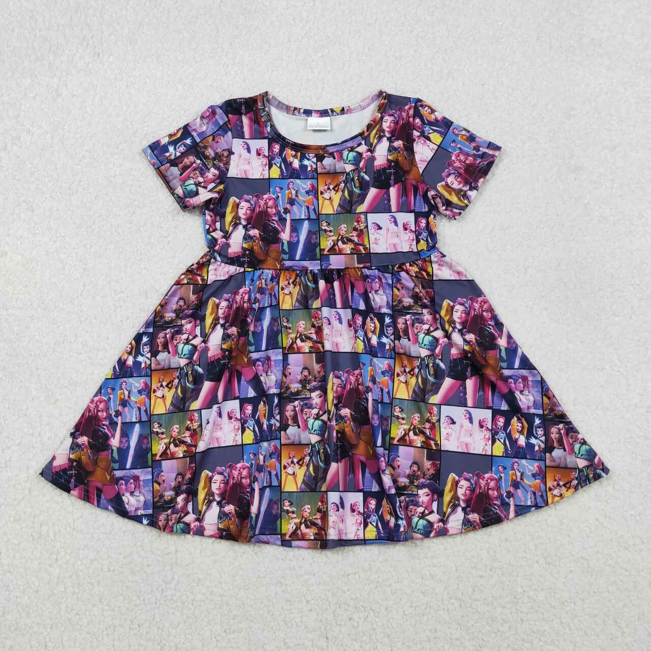Purple print Short Girls Dress GSD2918