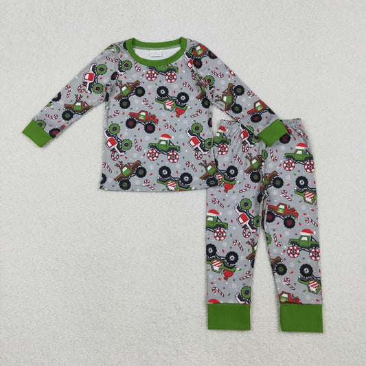 Christmas Green Car Kids pajamas BLP1286