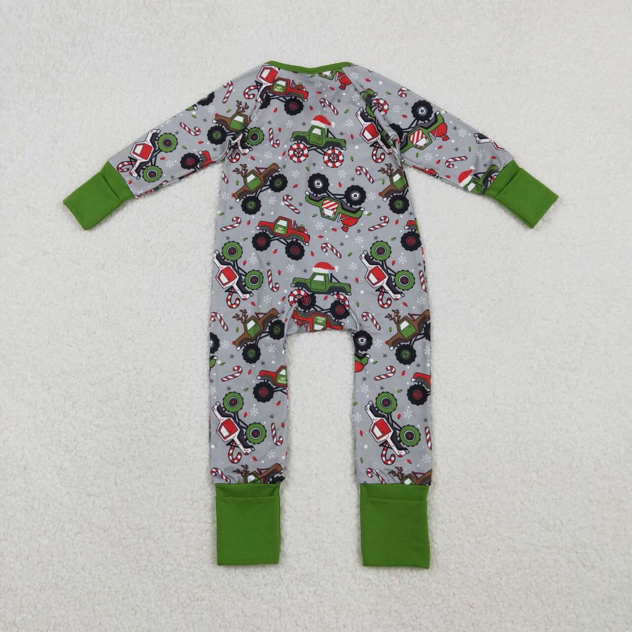 Christmas car full zip long sleeve Baby Romper LR2669