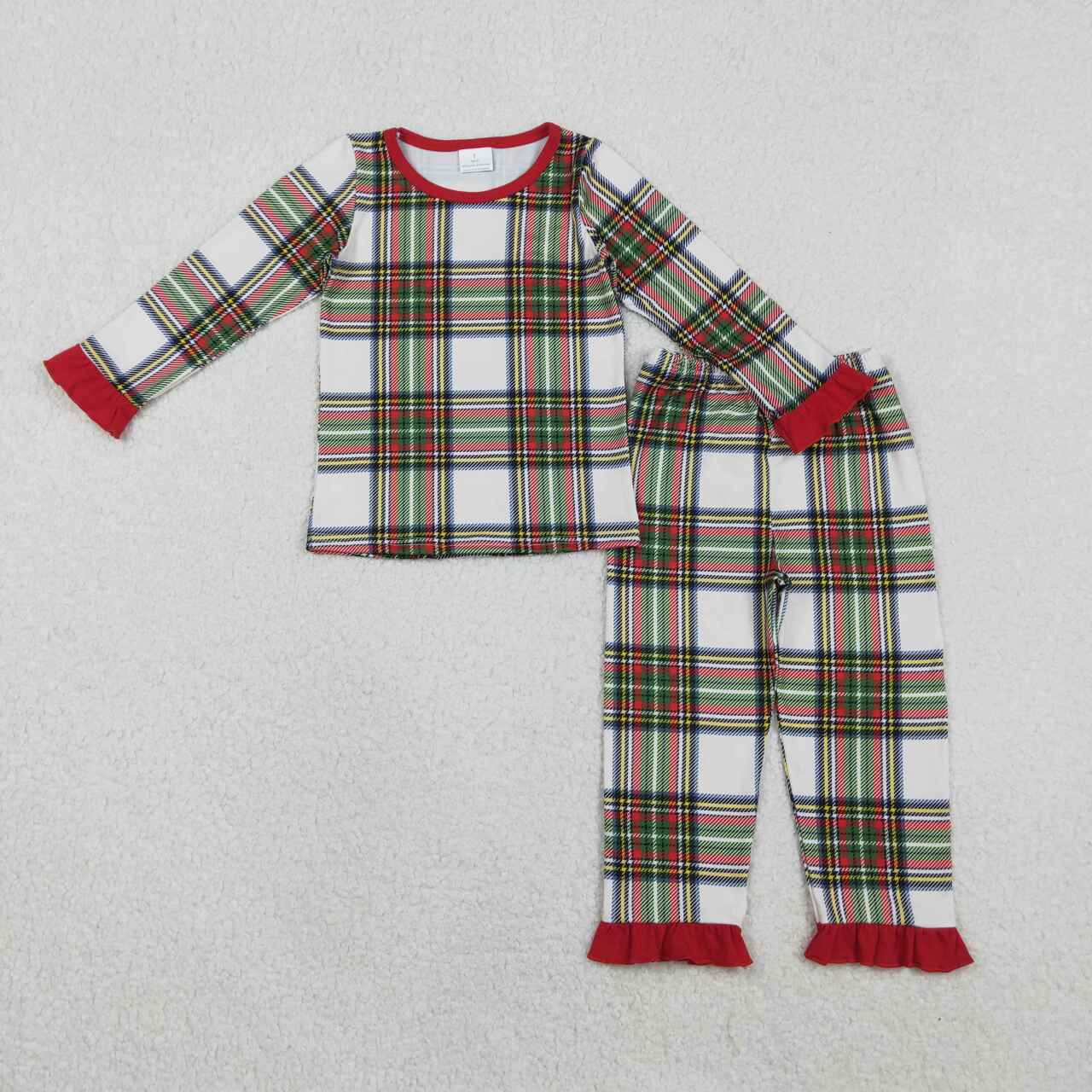 Christmas plaid long-sleeved Girls Kids pajamas GLP2829
