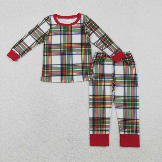 Christmas plaid long-sleeved Kids pajamas BLP1279