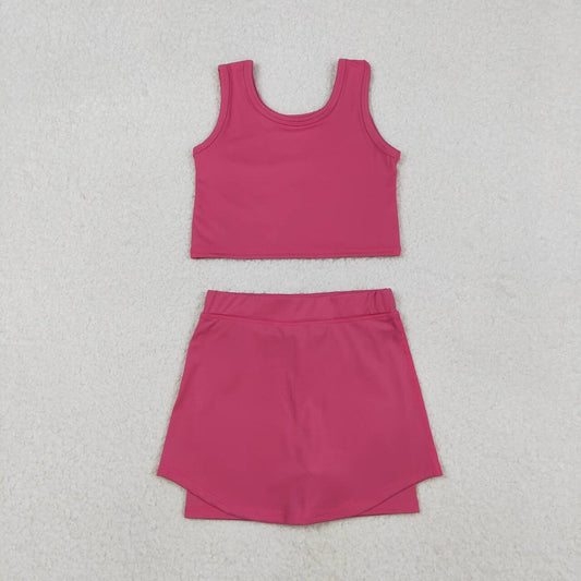 Hot Pink sleeveless yoga sports Girls Set GSD2657