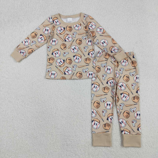 Baseball khaki long-sleeve pajamas BLP1346