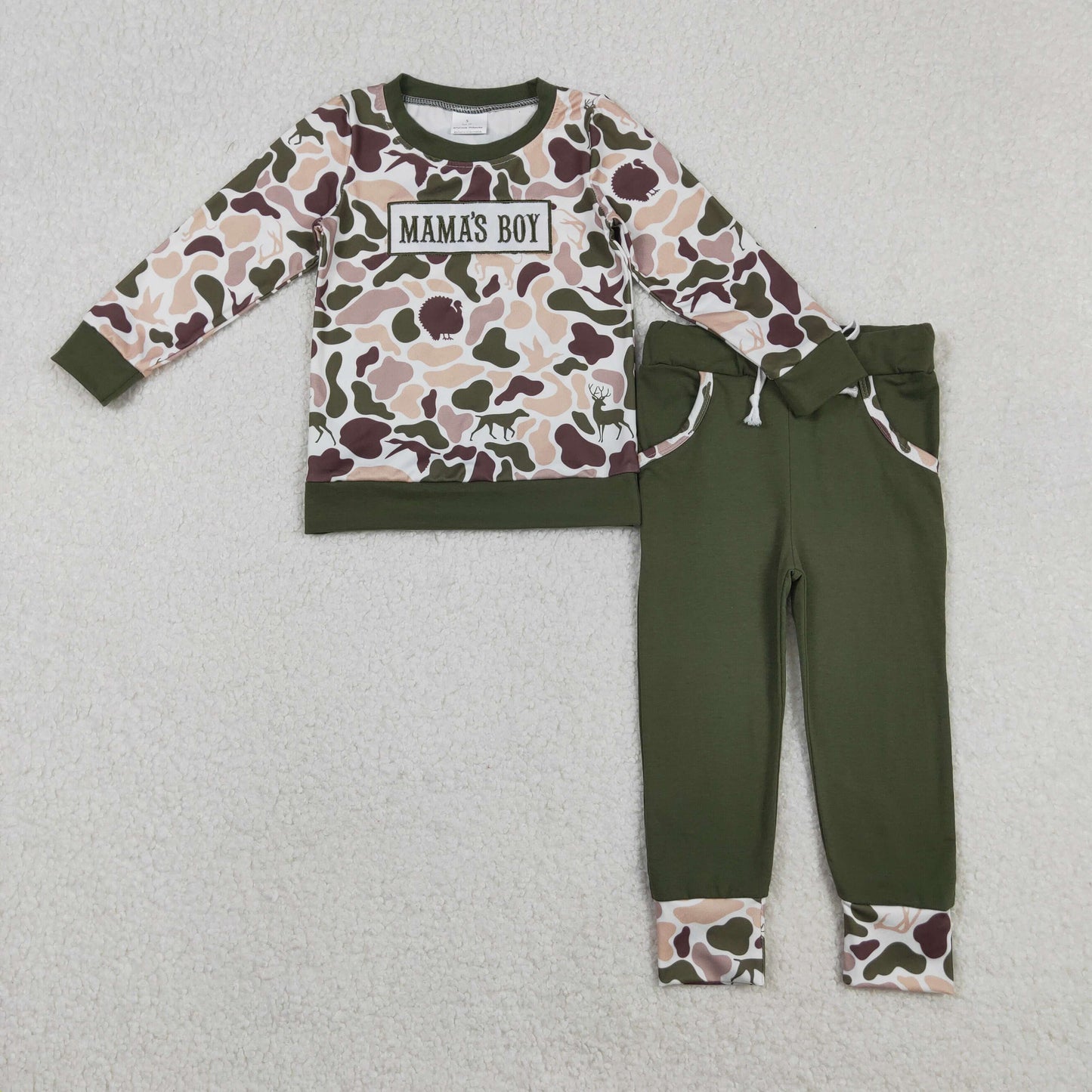 Camo embroidery MAMA'S Boy Long sleeve boy set BLP1338