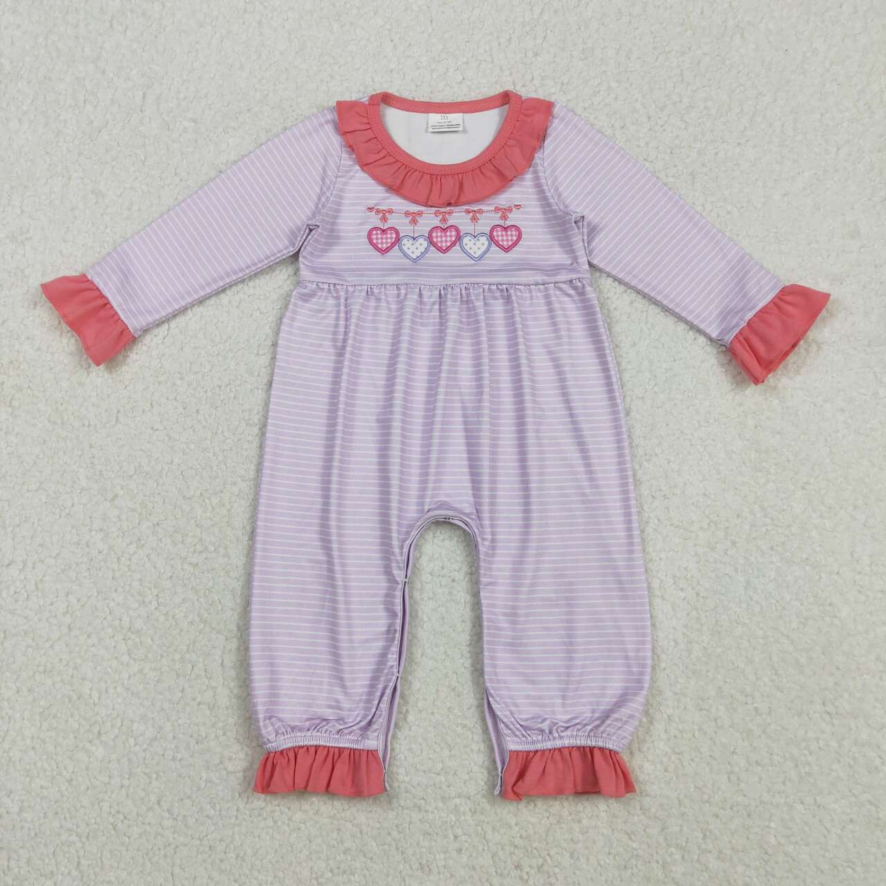 Valentine's Day Embroidered Heart baby Romper LR2706