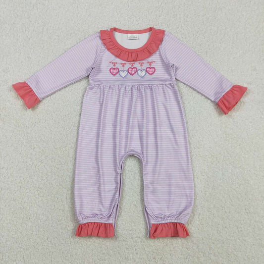 Valentine's Day Embroidered Heart baby Romper LR2706