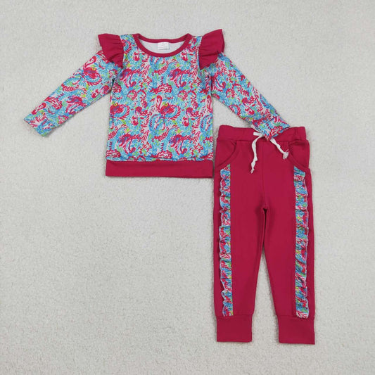fall Hot Pink seaweed long sleeve Girls Set GLP2831
