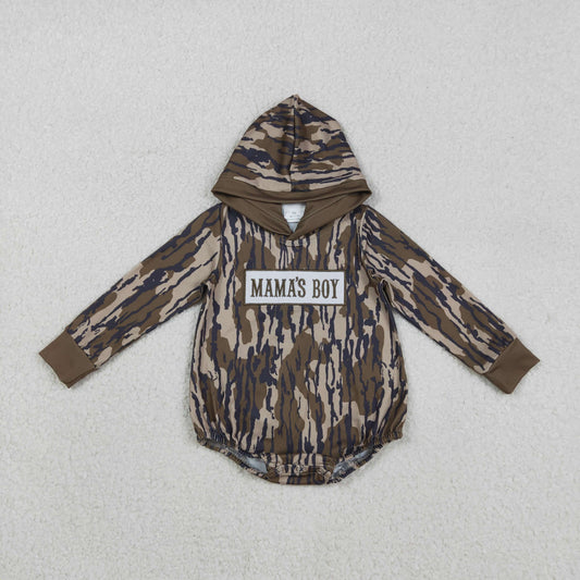 Camo Embroidery Mama's Boy baby Romper LR2793