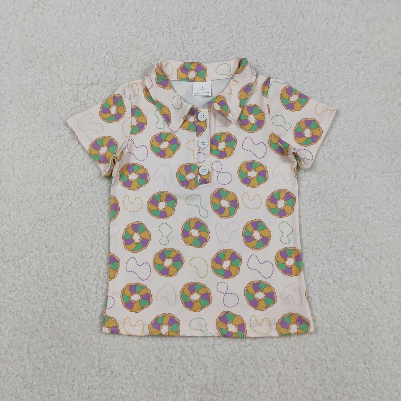 mardi gras Button up Boy Top Shirt BT1454