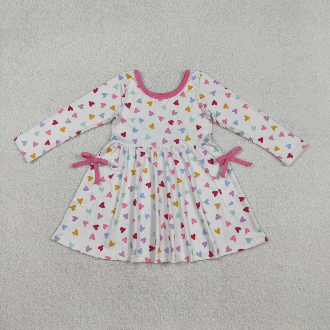 Valentine's Day Heart Long Sleeve Girls Dress GLD1428