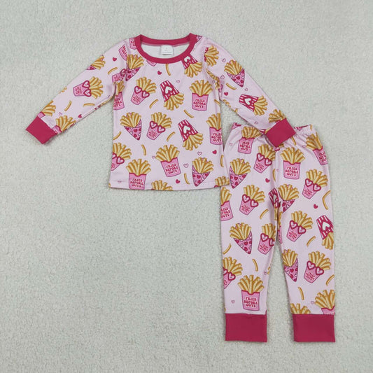 Valentine's Day French Fries Long-Sleeve kids pajamas GLP3065