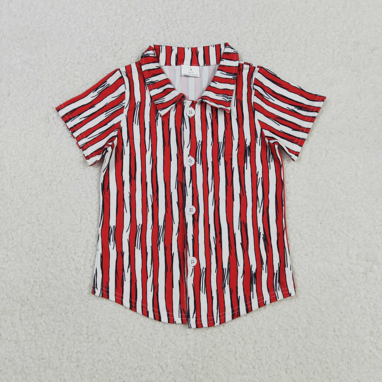 Red Stripe Button up Boy Shirt BT1462