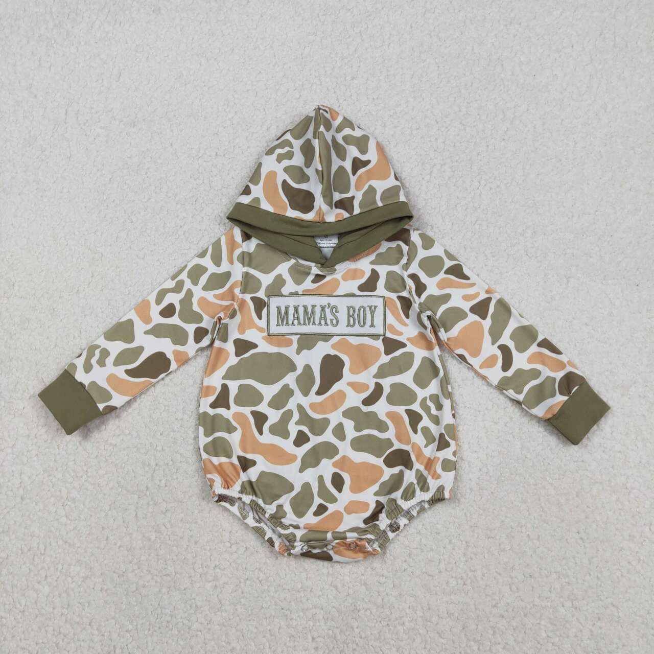 Camo Embroidery Mama's Boy baby Romper LR2798