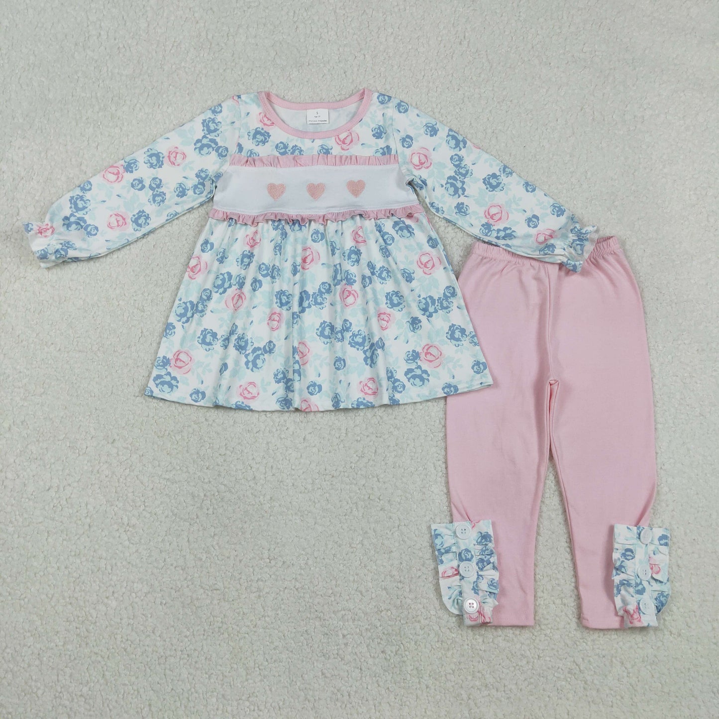 Valentine's Day Embroidered Heart Flower Leggings for Girls GLP2975