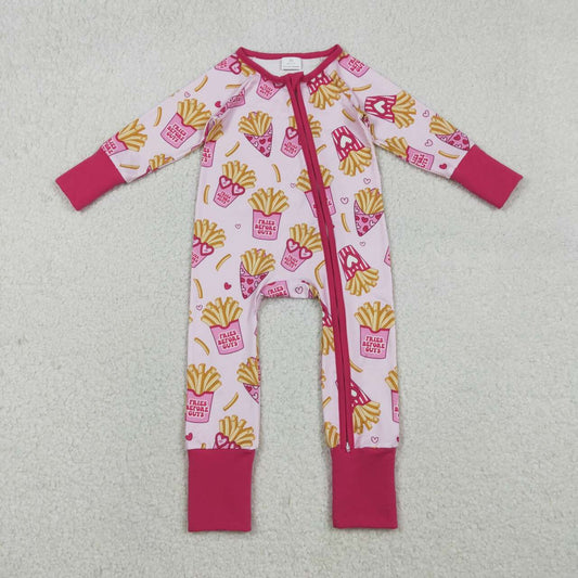 Valentine's Day fries Full Zipper Baby Romper LR2843
