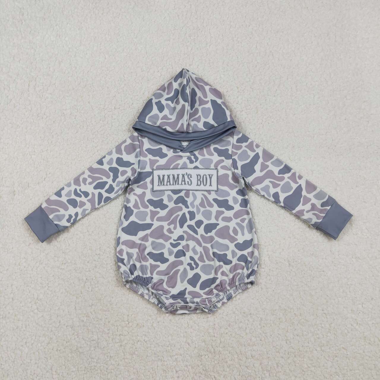 Camo Embroidery Mama's Boy baby Romper LR2794