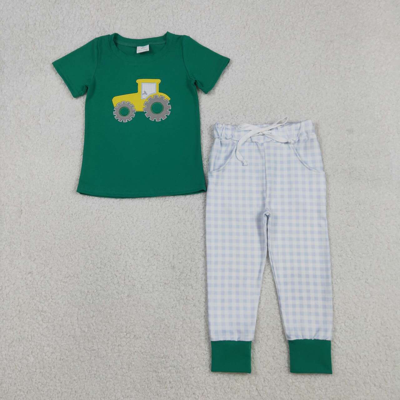 tractor embroidered short sleeve Boy Set BSPO0615