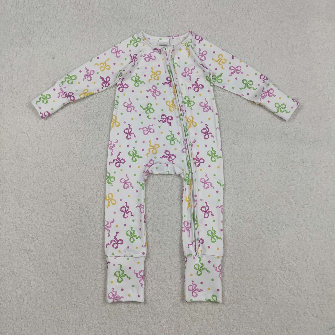 Bow full zip long sleeve Baby Romper LR2735