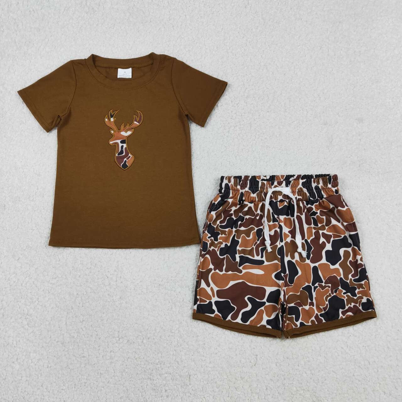 Embroidered deer camo Short sleeve Boy Set BSSO1575