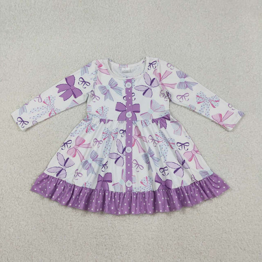 Bow Pattern Long-Sleeved Girl Dress GLD1271