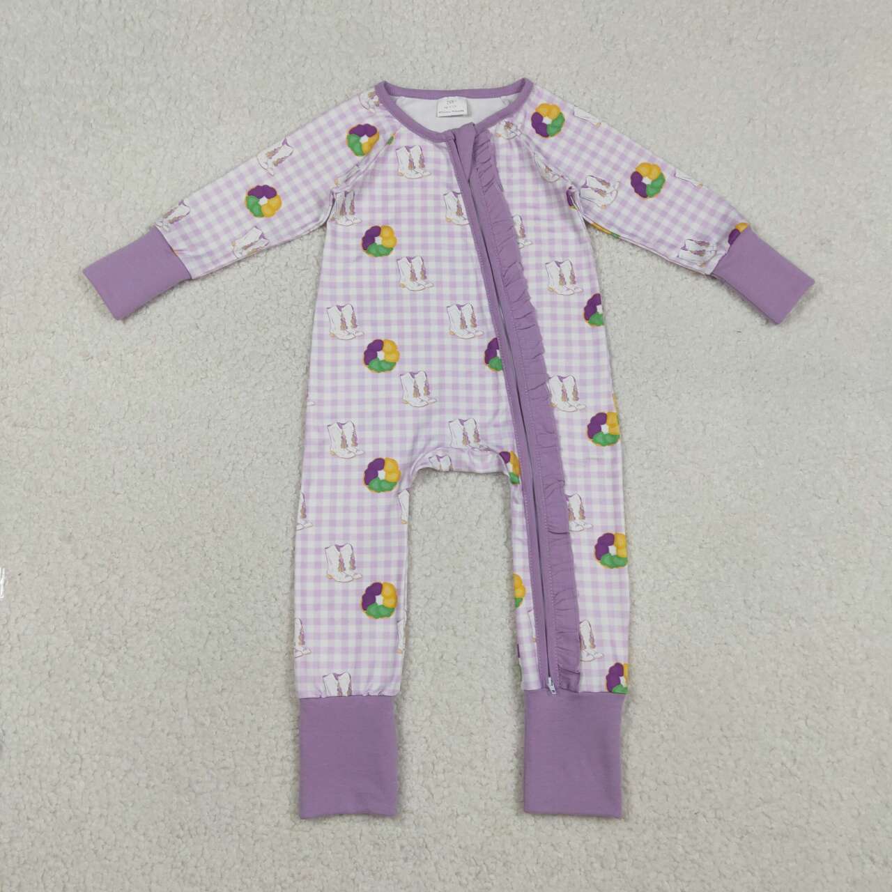 Mardi Gras Full Zipper Baby Romper LR2783
