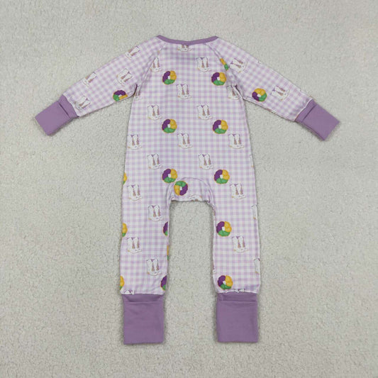 Mardi Gras Full Zipper Baby Romper LR2783