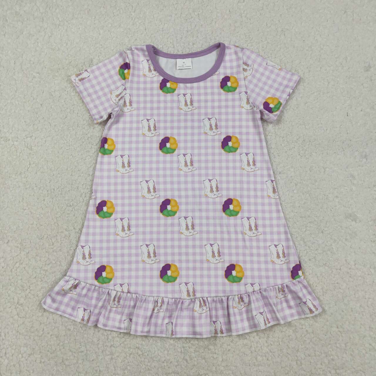 Mardi Gras Short Sleeve Girls Dress GSD2900