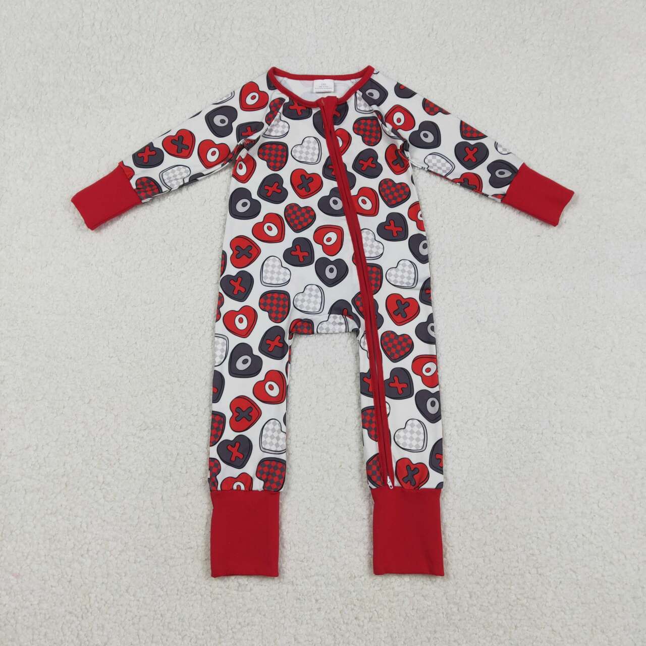 Valentine's Day Heart Full Zipper Baby Romper LR2882