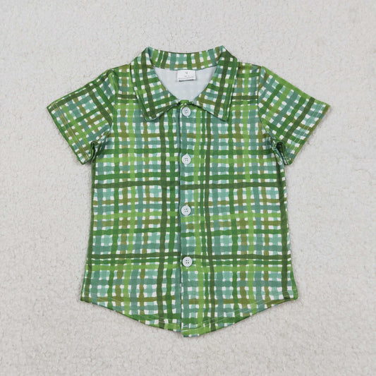st patrick day Plaid Button up Boy Shirt BT1456