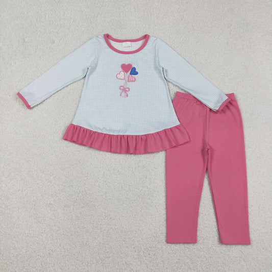 Valentine's Day heart embroidery long-sleeved Girls Set GTP2929