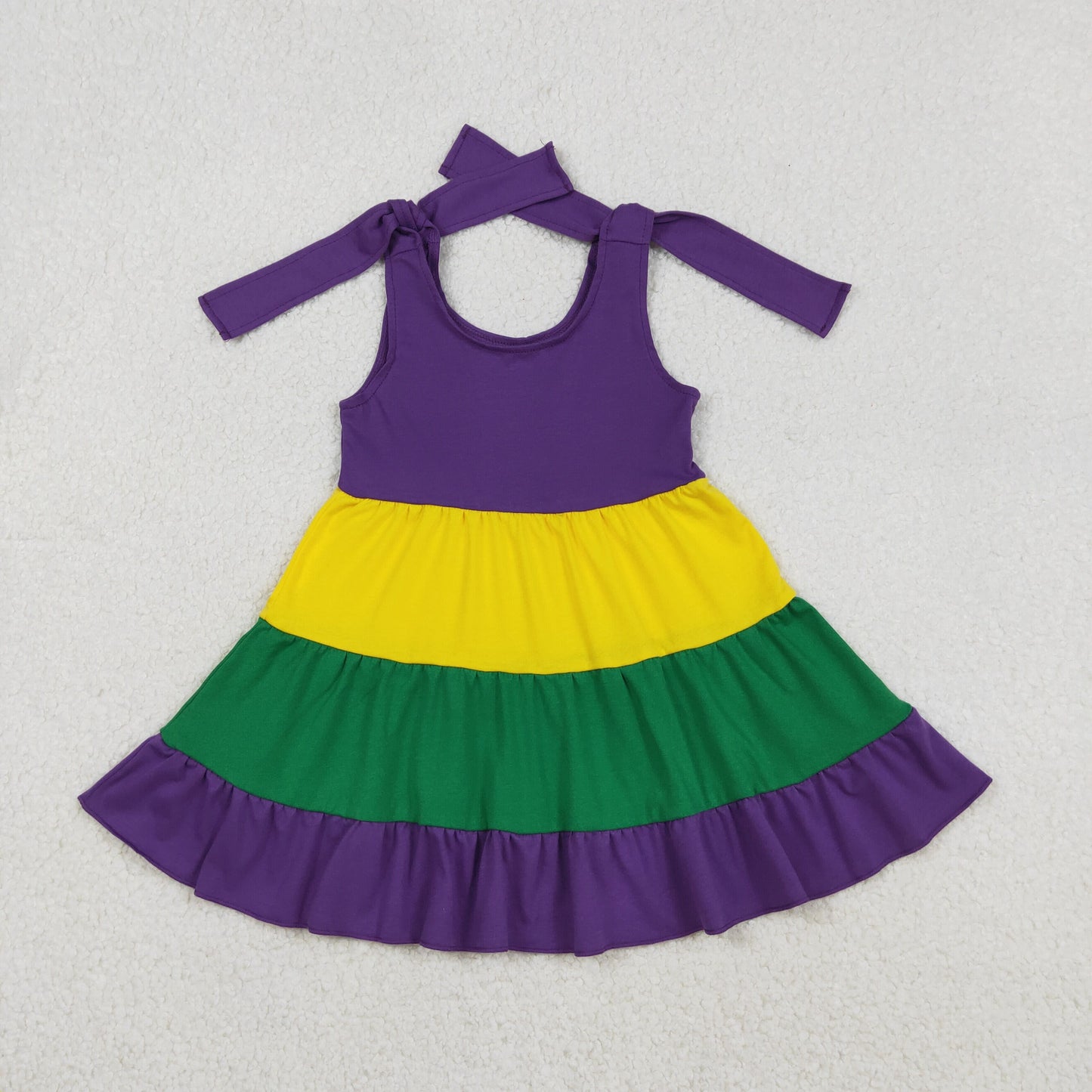 Mardi Gras tier print Short Girls Dress GSD2888