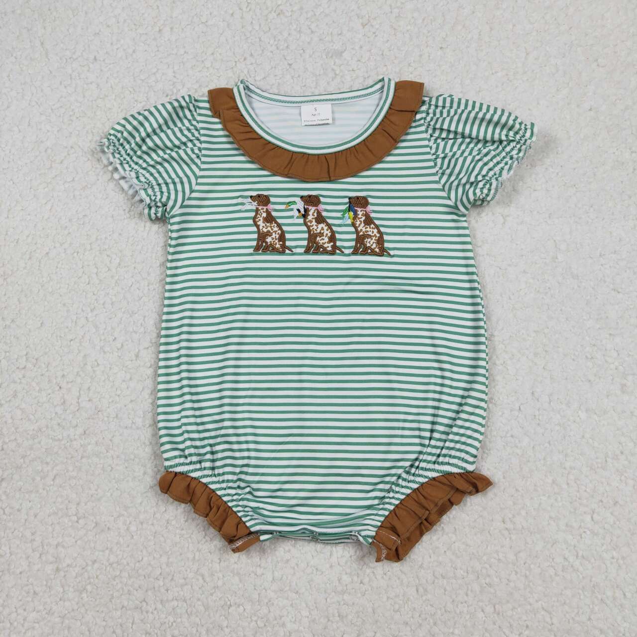 Striped embroidered dog baby Romper SR3404