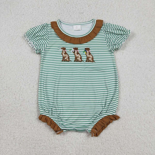 Striped embroidered dog baby Romper SR3404