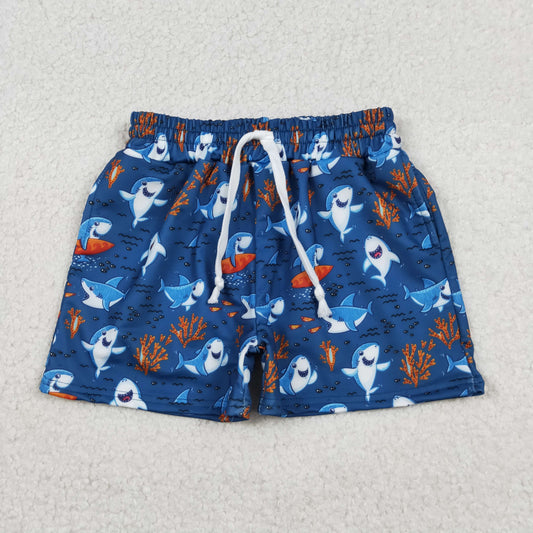 Blue shark pattern Kids Swim trunk SO585