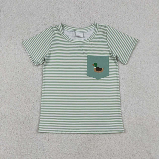 Green Stripe Duck print short sleeve Shirt BT1557