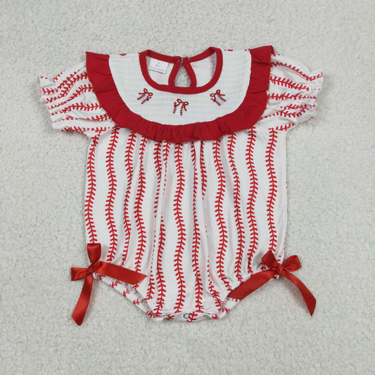 Baseball Smock strawberry Girls baby romper SR3345