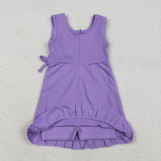 Purple sleeveless Athletic Girls Dress GSD3036