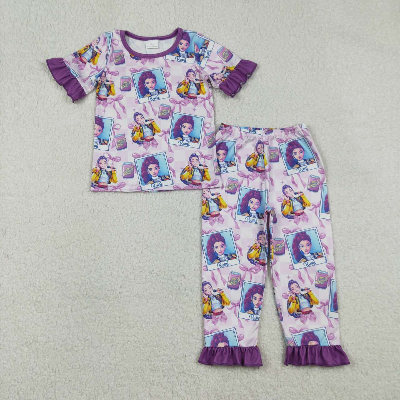 Mardi Gras Purple Cartoon short-sleeved pajamas GSPO2228