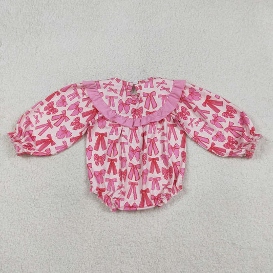 Daddy's Valentine's Day Smock Pink Bow baby romper LR2842