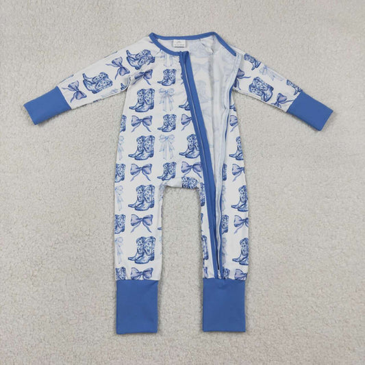 western Boot Print baby Romper LR2420
