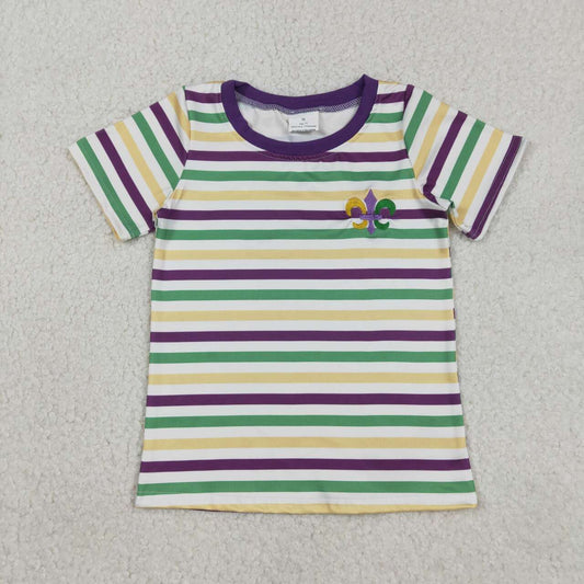 mardi gras Embroidery stripe Boy Shirt BT1437