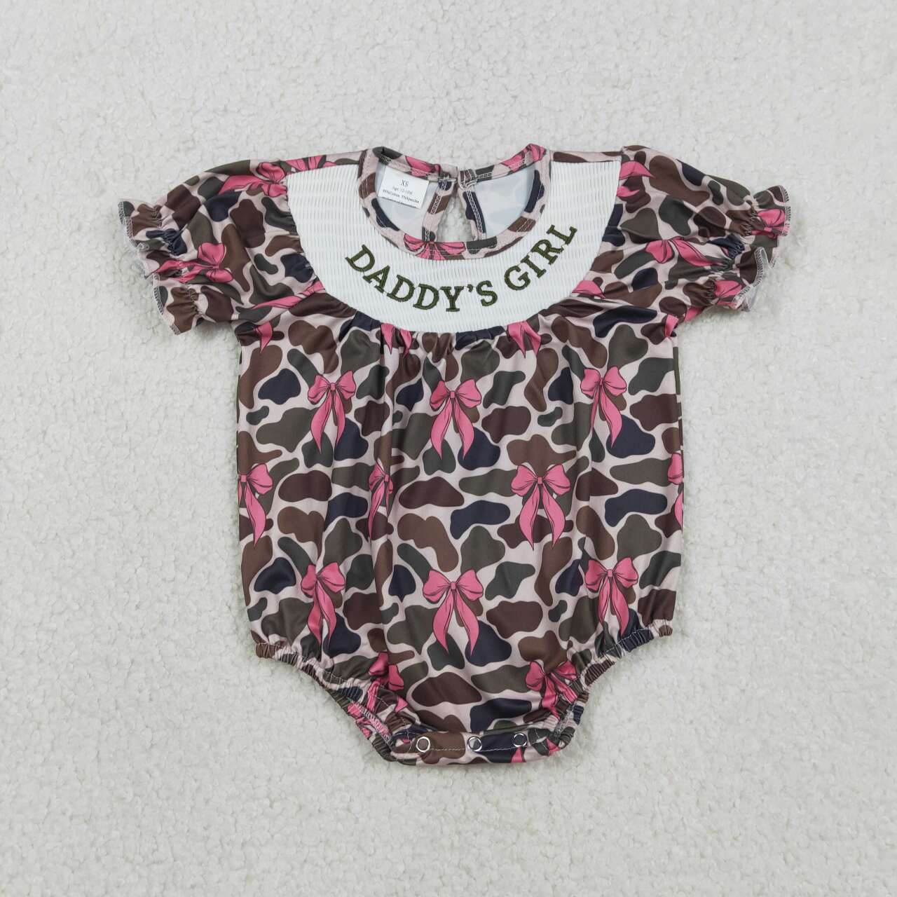 Camo Smock Daddy's Girls baby romper SR3105